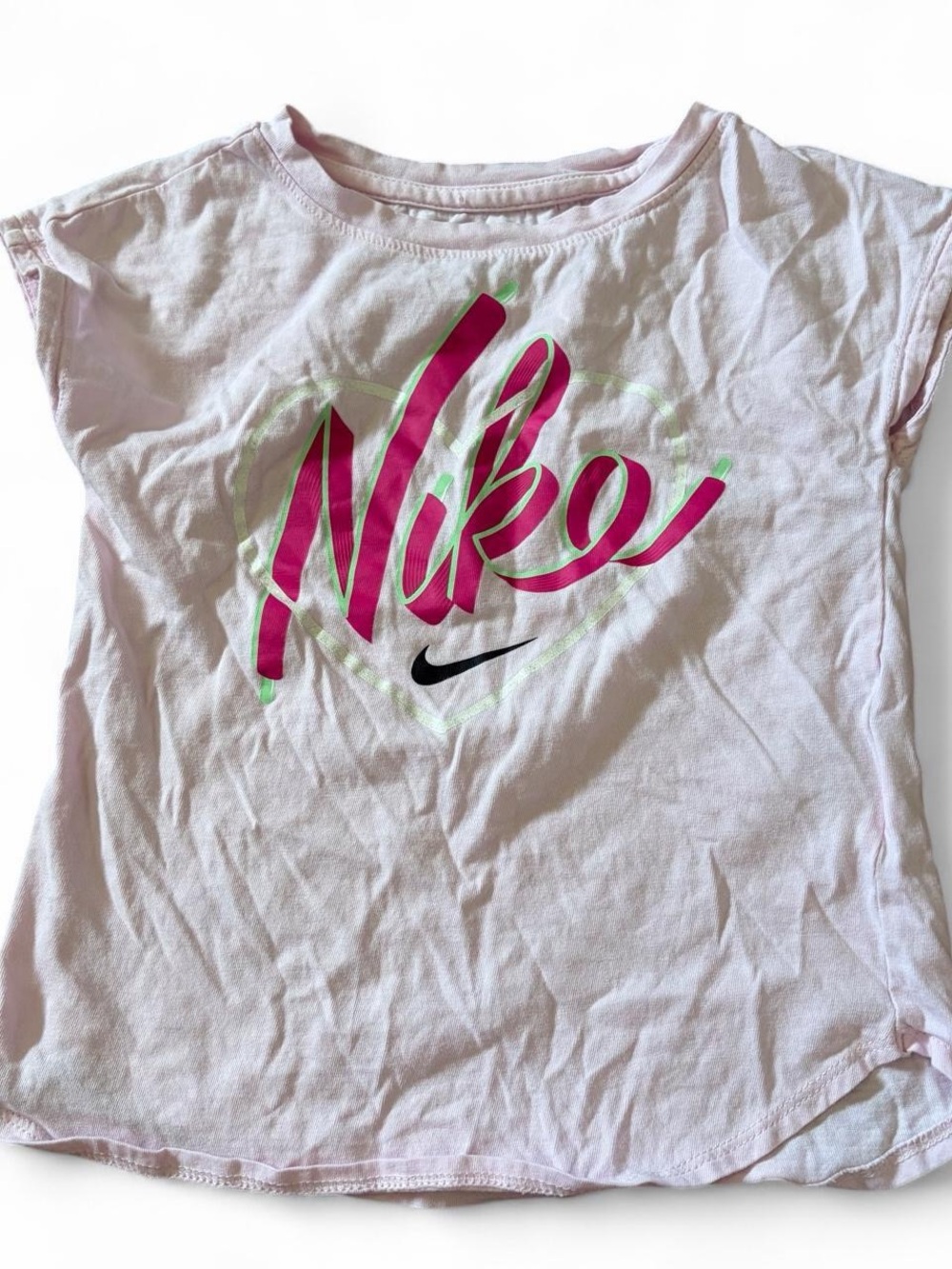 Nike Pink Girls' Short Sleeve Tee with Fuchsia Script